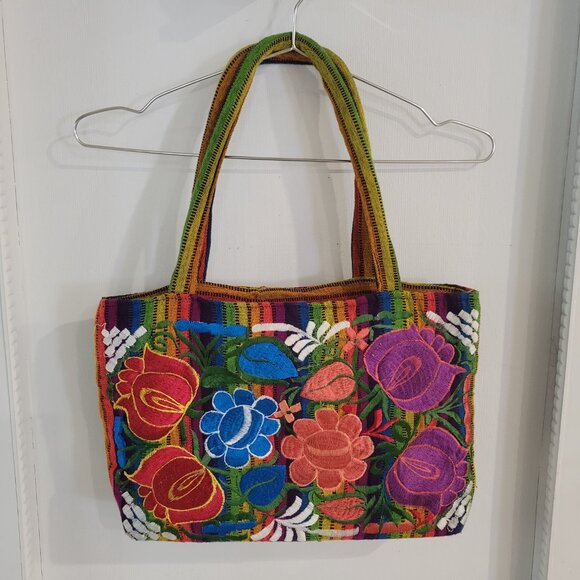 Handmade Floral Embroidered Mexican Shoulder Bag - Picture 8 of 12